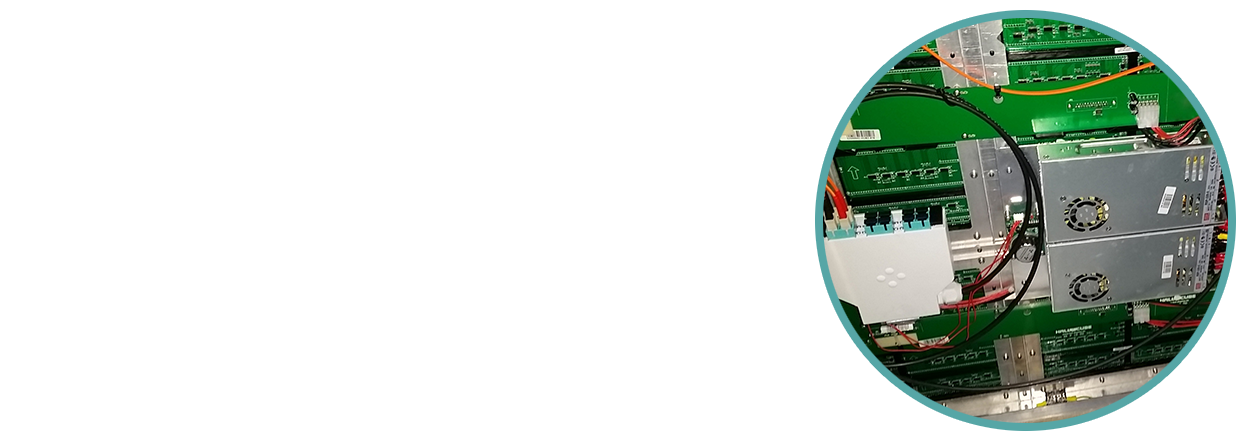 Blick in ein LED Modul mit LWL Eingang